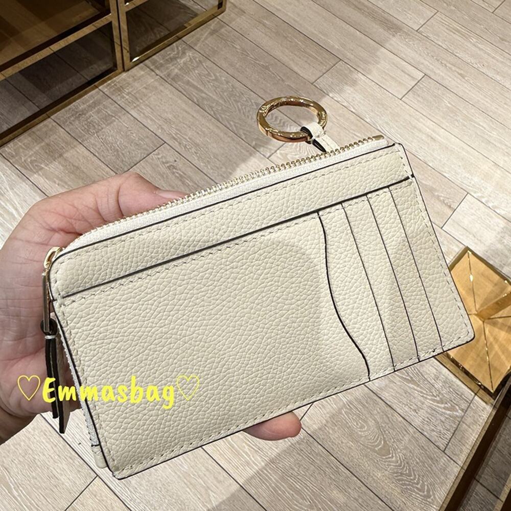 Tory Burch Britten Zip Card Case Pebbled Leather 175815 $150 - Picture 2 of 4